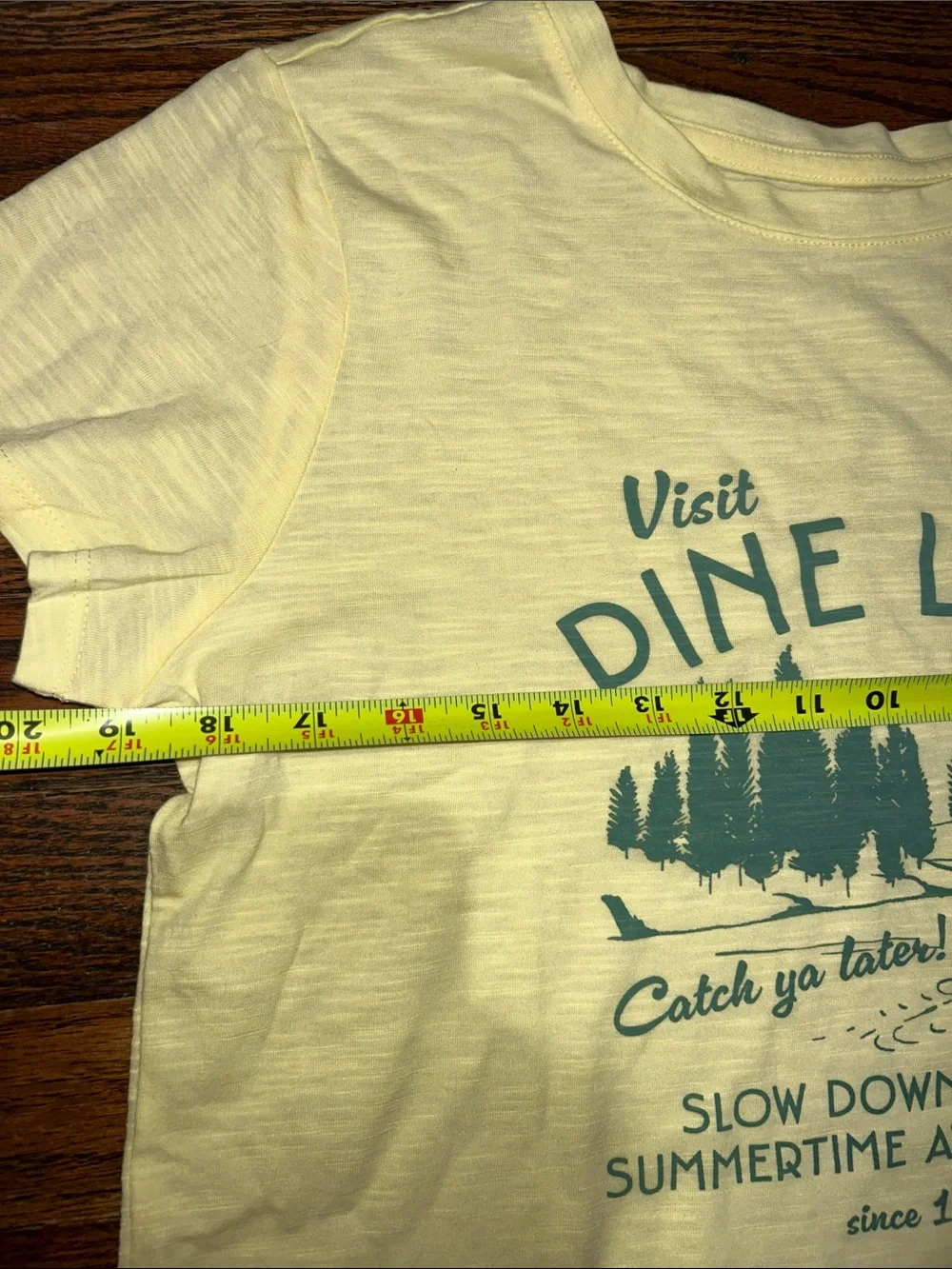 Sonoma Pine Lake Graphic Tee - Light Yellow with Teal Print